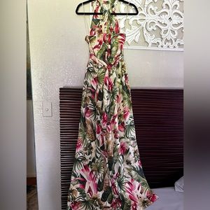 Zara Tropical Satin Jumpsuit